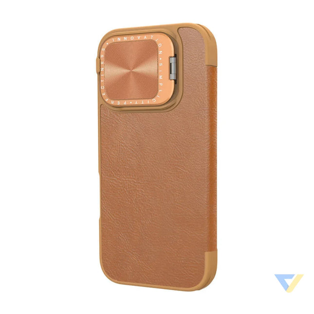 Etui Nillkin Qin Prop Leather iPhone 16 (brązowy) Protective cases for smartphones