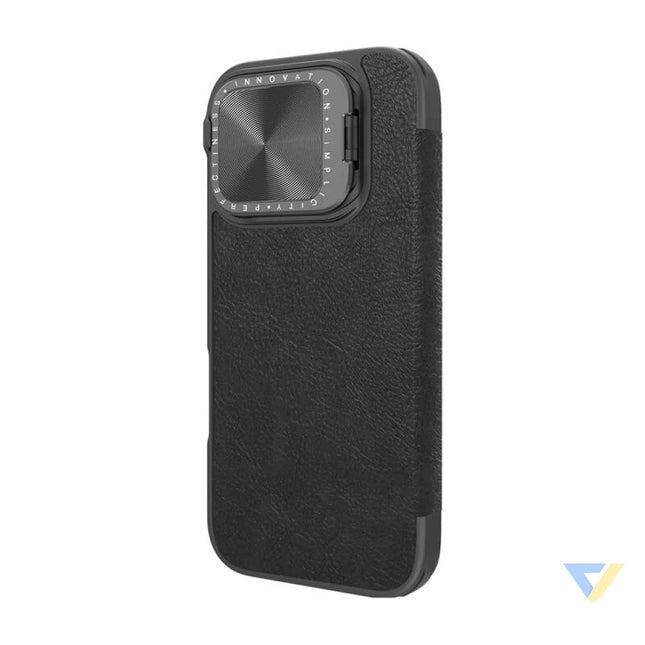 Etui Nillkin Qin Prop Leather iPhone 16 (czarny) Protective cases for smartphones