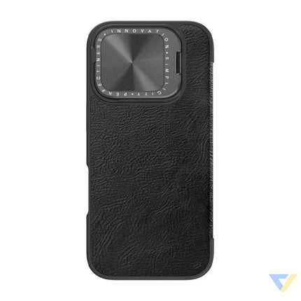 Etui Nillkin Qin Prop Leather iPhone 16 (czarny) Protective cases for smartphones