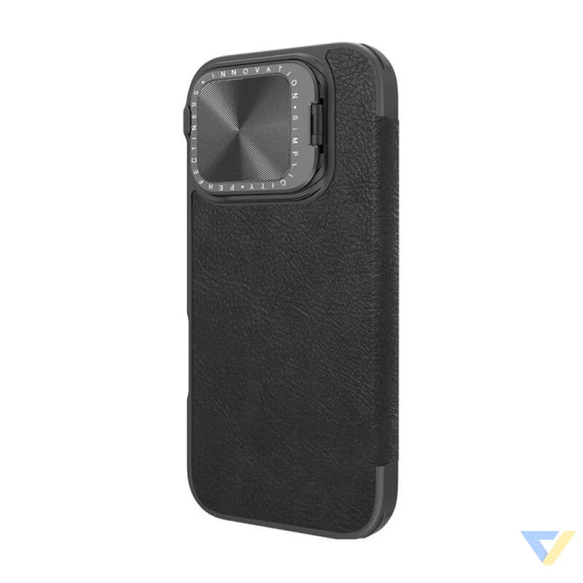 Etui Nillkin Qin Prop Leather iPhone 16 (czarny) Protective cases for smartphones
