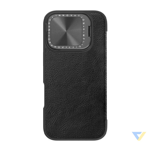 Etui Nillkin Qin Prop Leather iPhone 16 Pro Max (czarny) Protective cases for smartphones