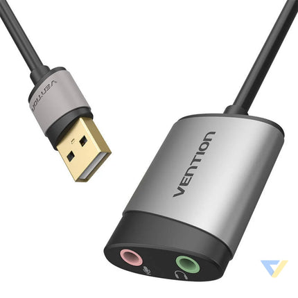 External USB Sound Card Vention CDKHB TRS 3.5mm 0.15m (gray) External sound cards