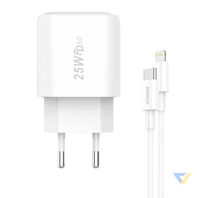 Fast charger Foneng 1x USB EU40 25W + USB C to Lightning cable mains chargers