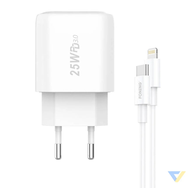 Fast charger Foneng 1x USB EU40 25W + USB C to Lightning cable mains chargers
