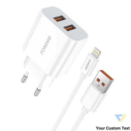 Fast charger Foneng 2x USB EU45 12W + USB Lightning cable mains chargers