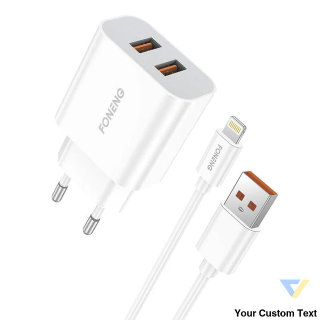 Fast charger Foneng 2x USB EU45 12W + USB Lightning cable mains chargers