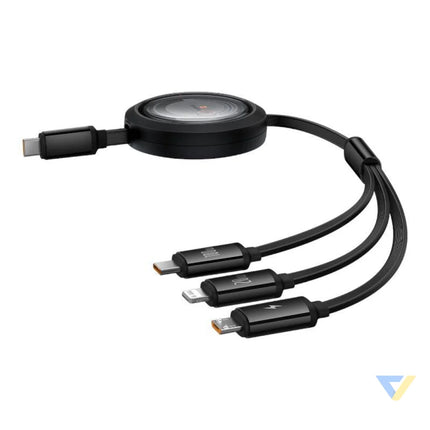 Fast Charging Cable 3in1 Baseus Free2Draw USB C to USB C/Lightning/Micro 100W 1,1m (black) Combo Cables