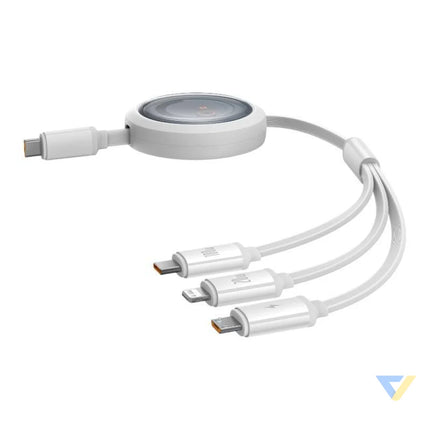 Fast Charging Cable 3in1 Baseus Free2Draw USB C to USB C/Lightning/Micro 100W 1,1m (white) Combo Cables