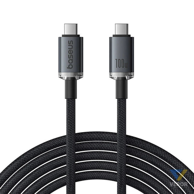 Fast Charging Cable Baseus Crystal Shine USB C to USB C 100W 1,5m 20Gb (black) USB C to USB C