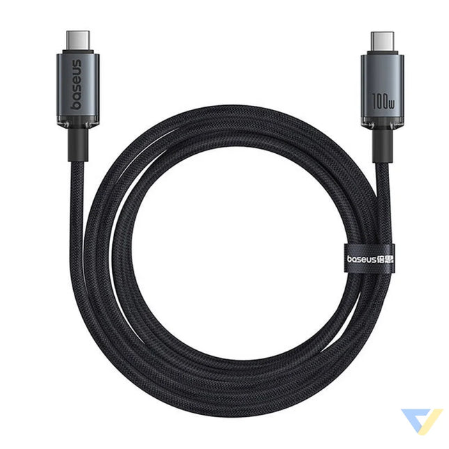 Fast Charging Cable Baseus Crystal Shine USB C to USB C 100W 1,5m 20Gb (black) USB C to USB C