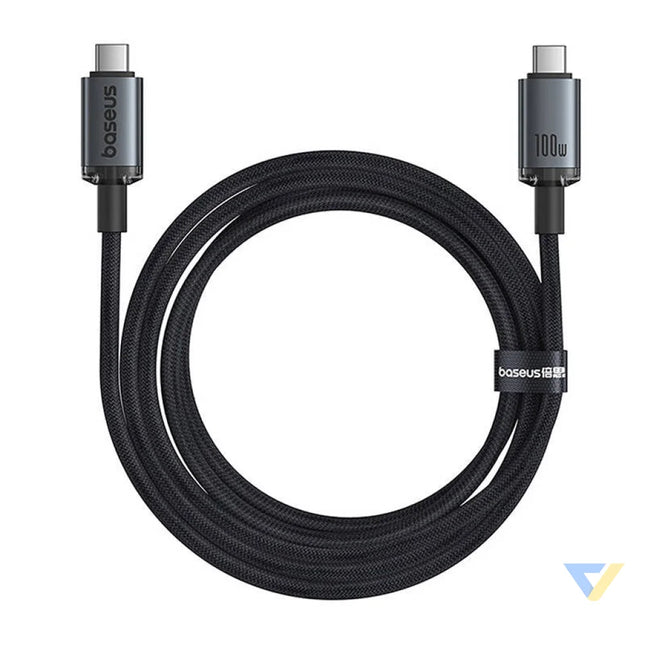 Fast Charging Cable Baseus Crystal Shine USB C to USB C 100W 1,5m 20Gb (black) USB C to USB C
