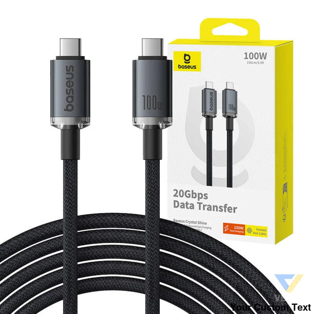 Fast Charging Cable Baseus Crystal Shine USB C to USB C 100W 1,5m 20Gb (black) USB C to USB C