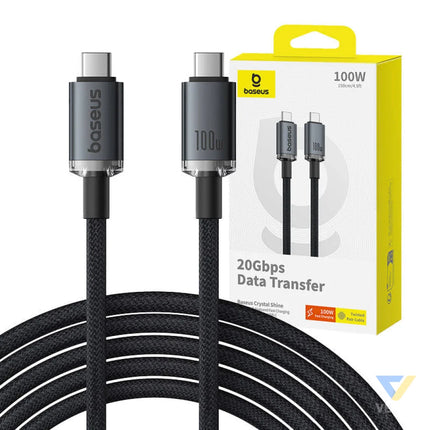 Fast Charging Cable Baseus Crystal Shine USB C to USB C 100W 1,5m 20Gb (black) USB C to USB C