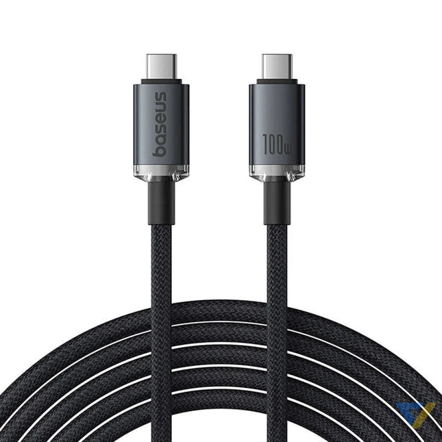 Fast Charging Cable Baseus Crystal Shine USB C to USB C 100W 1,5m 20Gb (black) USB C to USB C