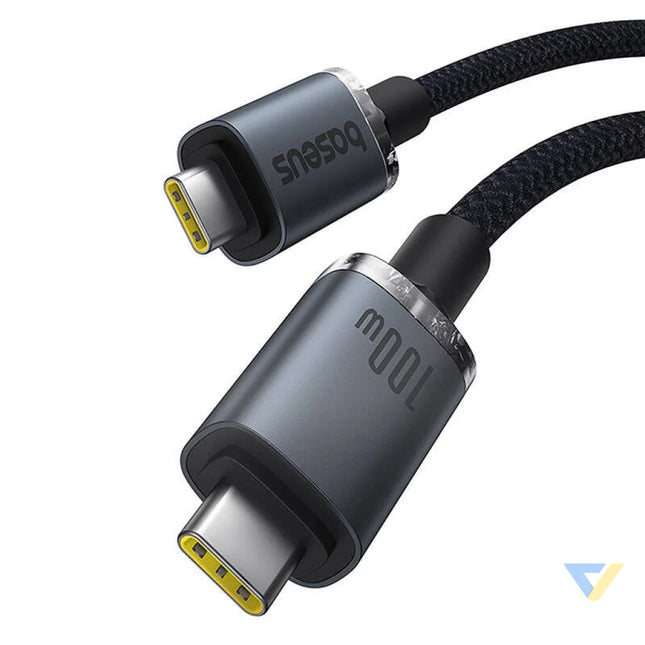 Fast Charging Cable Baseus Crystal Shine USB C to USB C 100W 1,5m 20Gb (black) USB C to USB C