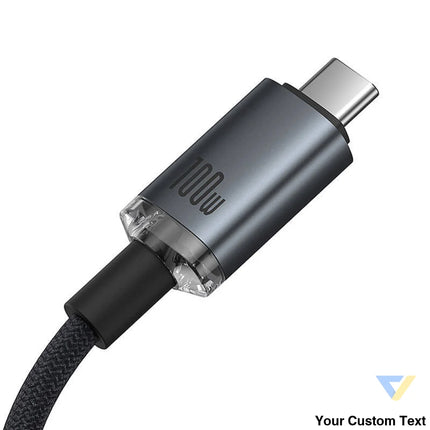 Fast Charging Cable Baseus Crystal Shine USB C to USB C 100W 1,5m 20Gb (black) USB C to USB C