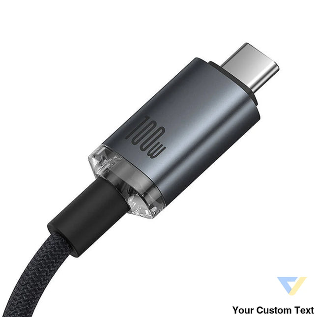 Fast Charging Cable Baseus Crystal Shine USB C to USB C 100W 1,5m 20Gb (black) USB C to USB C