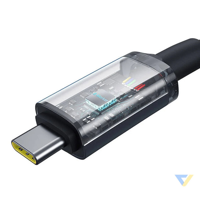 Fast Charging Cable Baseus Crystal Shine USB C to USB C 100W 1,5m 20Gb (black) USB C to USB C
