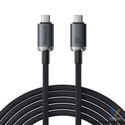 Fast Charging Cable Baseus Crystal Shine USB C to USB C 100W 1,5m 20Gb (black) USB C to USB C