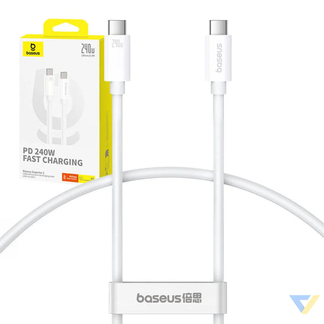 fast Charging Cable Baseus Superior 2 USB C to USB C 240W 1,8m (white) USB C to USB C