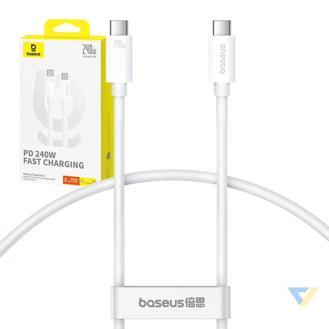 fast Charging Cable Baseus Superior 2 USB C to USB C 240W 1,8m (white) USB C to USB C