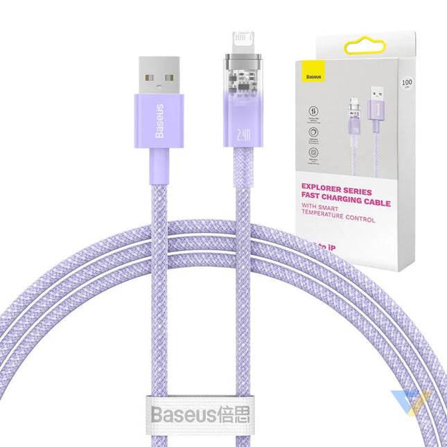 Fast Charging cable Baseus USB A to Lightning Explorer Series 1m 2.4A (purple) USB to Lightning