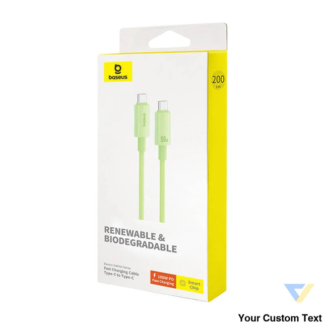 Fast Charging cable Baseus USB C to USB C Habitat Series 2m 100W (green) USB C to USB C