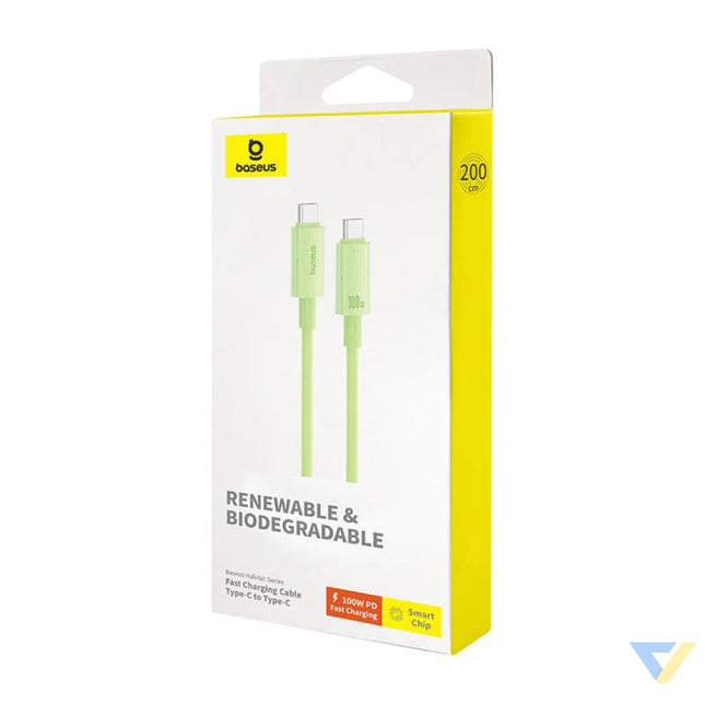 Fast Charging cable Baseus USB C to USB C Habitat Series 2m 100W (green) USB C to USB C