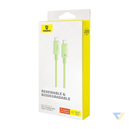 Fast Charging cable Baseus USB C to USB C Habitat Series 2m 100W (green) USB C to USB C