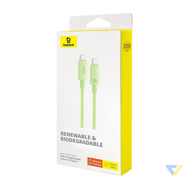 Fast Charging cable Baseus USB C to USB C Habitat Series 2m 100W (green) USB C to USB C