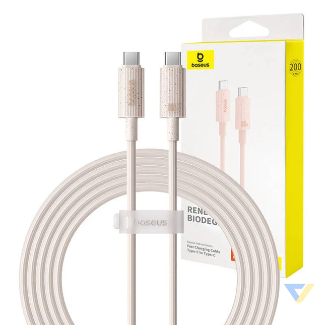 Fast Charging cable Baseus USB C to USB C Habitat Series 2m 100W (pink) USB C to USB C