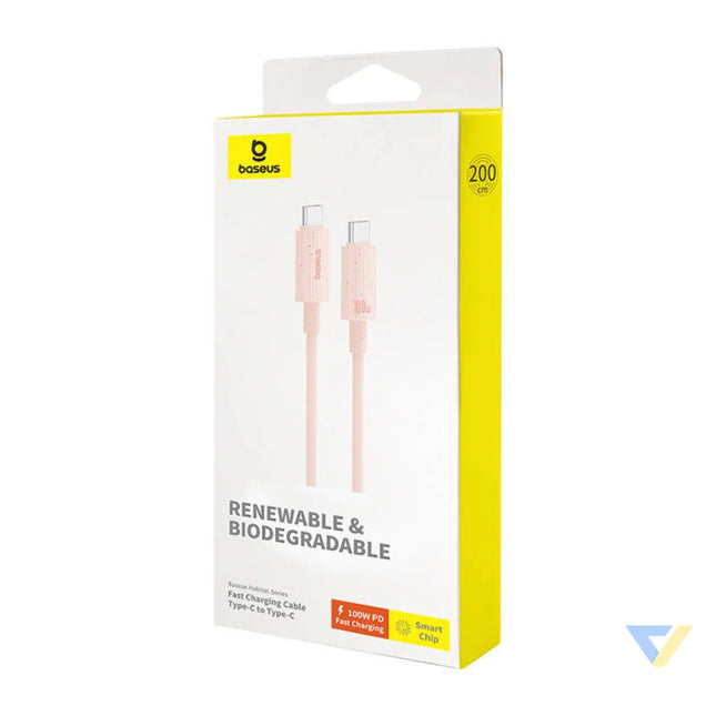 Fast Charging cable Baseus USB C to USB C Habitat Series 2m 100W (pink) USB C to USB C