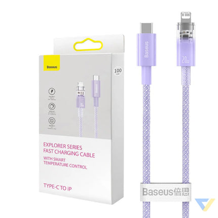 Fast Charging cable Baseus USB C to Lightning Explorer Series 1m 20W (purple) USB C to Lightning