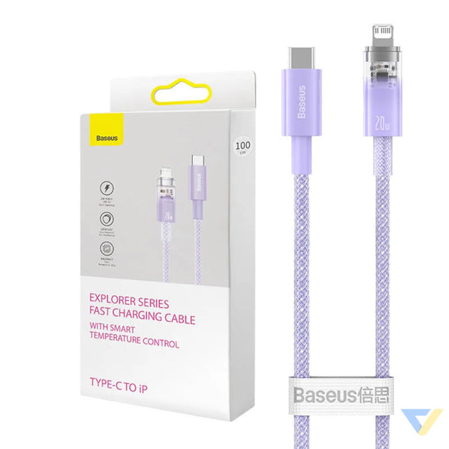 Fast Charging cable Baseus USB C to Lightning Explorer Series 1m 20W (purple) USB C to Lightning