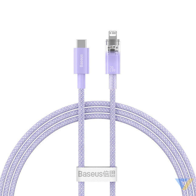 Fast Charging cable Baseus USB C to Lightning Explorer Series 1m 20W (purple) USB C to Lightning