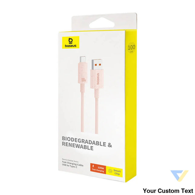 Fast Charging cable Baseus USB to USB C Habitat Series 1m 100W (pink) USB C to USB C