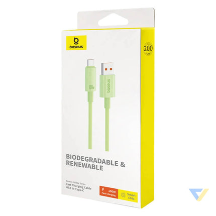 Fast Charging cable Baseus USB to USB C Habitat Series 2m 100W (green) USB to USB C