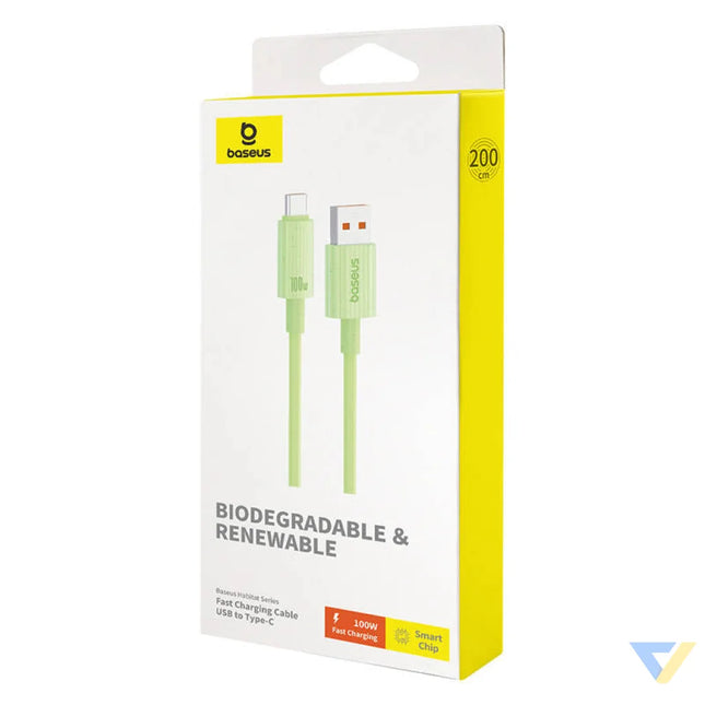 Fast Charging cable Baseus USB to USB C Habitat Series 2m 100W (green) USB to USB C