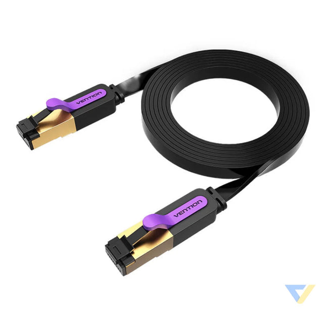 Flat Network Cable UTP CAT7 Vention ICABJ RJ45 Ethernet 10Gbps 5m Black Network cables