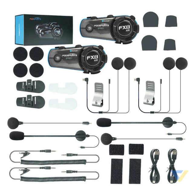 Fodsports FX8 Air motorcycle intercom two pack (black) Intercoms
