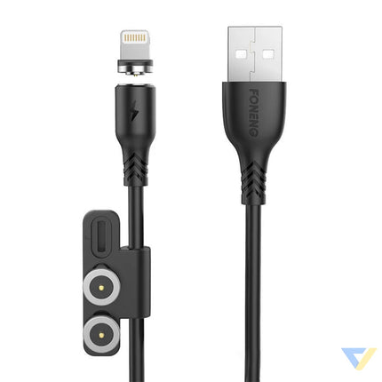 Foneng X62 Magnetic 3in1 USB to USB C / Lightning / Micro USB Cable 2.4A 1m (Black) Combo Cables