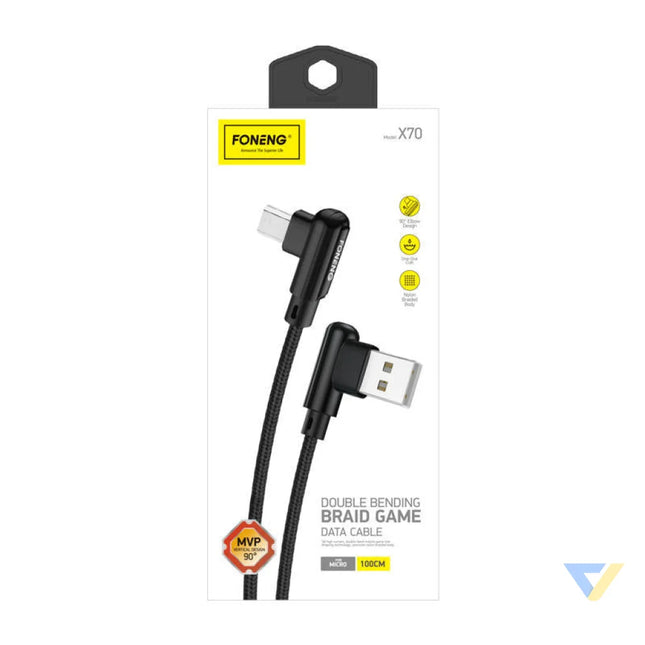 Foneng X70 Angled USB to Micro USB Cable 3A 1m (Black) USB to Micro USB