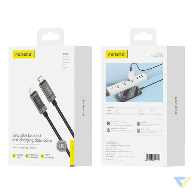 Foneng XS05 PD27W USB C to Lightning cable 1.2m (black) USB C to Lightning