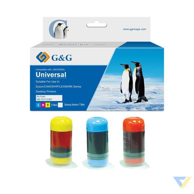 G&G Compatible All Epson, Canon, Brother, HP, Lexmark, Xerox, Compaq Okidata Color Cartridges Ink CMY+CLEANING-0
