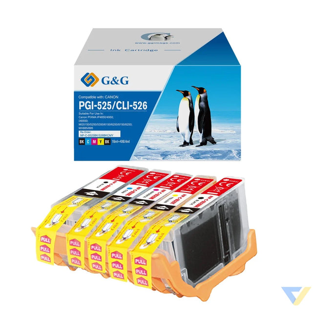 G&G Compatible Canon PGI-525BK/CLI-526BK/C/M/Y Ink BK/BK/C/M/Y-0