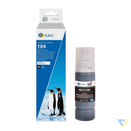 G&G Compatible Epson C13T00P140 (104) Ecotank Ink Black-0