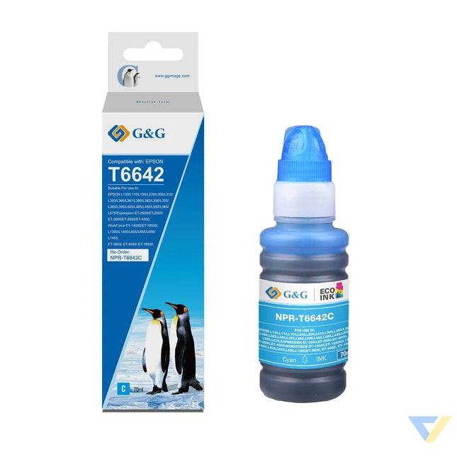 G&G Compatible Epson C13T66424A Ecotank Ink Cyan-0