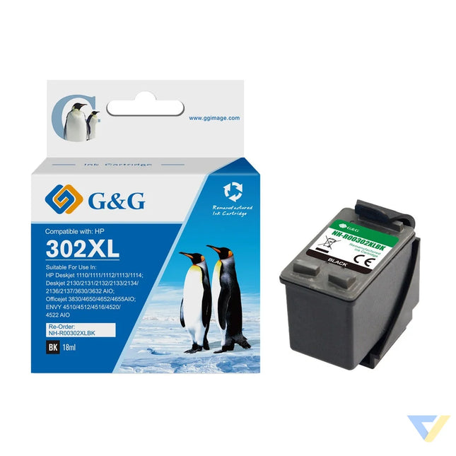 G&G Remanufactured HP 302XLBK Inkjet Cartridge B-0