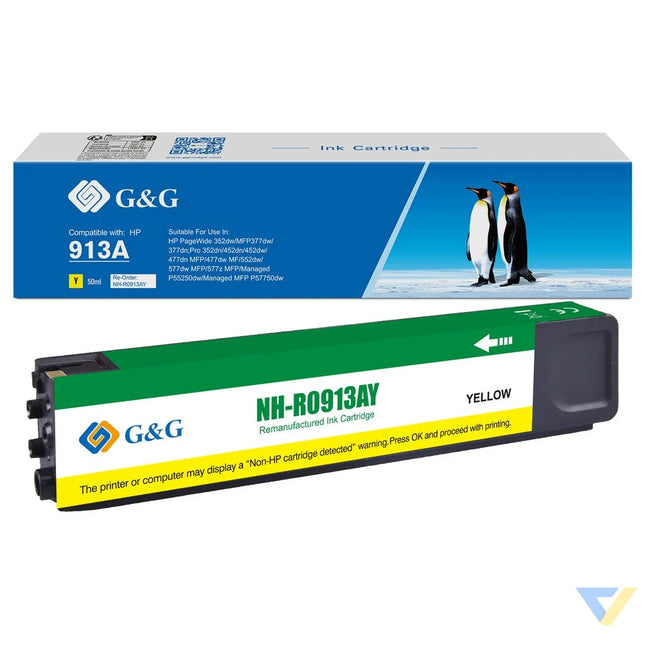 G&G Remanufactured HP 913A/F6T79AE Inkjet Cartridge Yellow-0