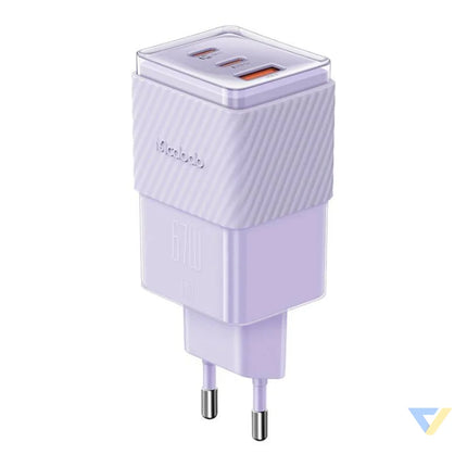 GaN 67W mains charger Mcdodo CH 1502 2x USB C USB A (purple) mains chargers